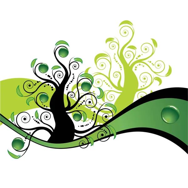 Art Green Tree Summer Backgound — Stockový vektor