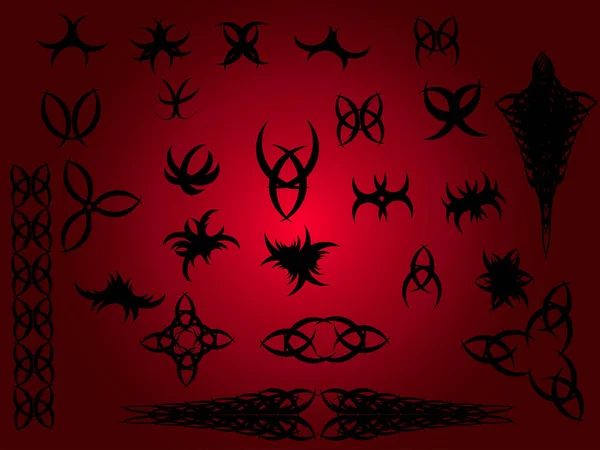 Много Новых Уникальных Векторов Дизайна Племенных Татуировок — стоковый вектор