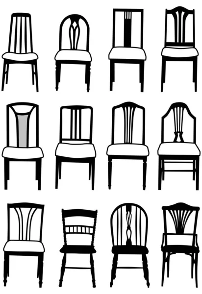 Auswahl Vektor Esszimmerstühlen Verschiedenen Stilen — Stockvektor