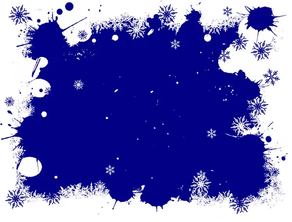 Граница Синих Белых Снежинок Фоне Гранжа — стоковый вектор