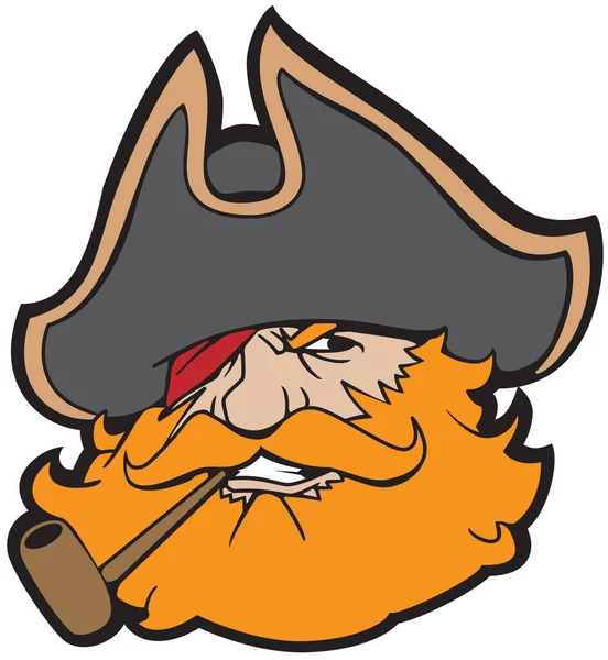 Бородатий Пірат Шапці Трубкою Зубах — стоковий вектор