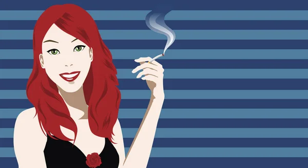 Illustration Woman Holding Cigarette — Stock Vector