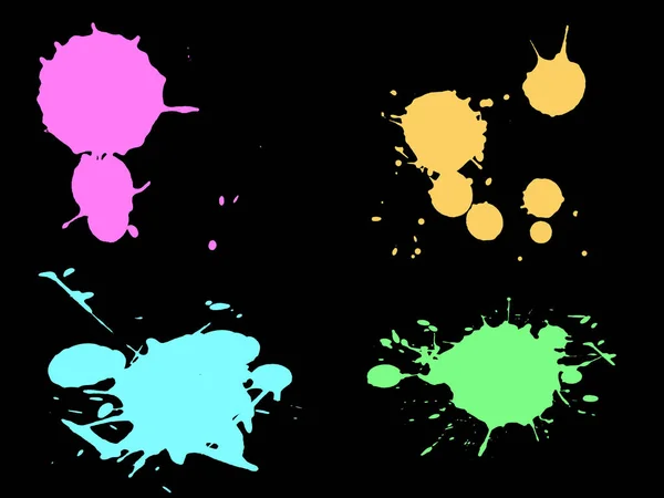 Χρώμα Neon Splats Χαμηλή Poly Count Μεμονωμένα Διανύσματα Και Ξεχωριστά — Διανυσματικό Αρχείο