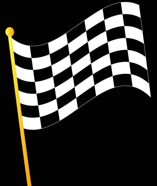 Waving Checkered Flag Black Background — Stock Vector