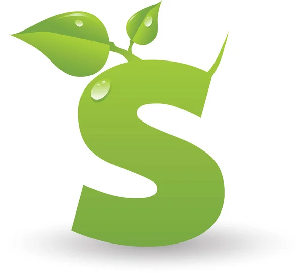 Uma Letra Vetorial Alfabeto Floral Verde Isolado Sobre Fundo Branco — Vetor de Stock