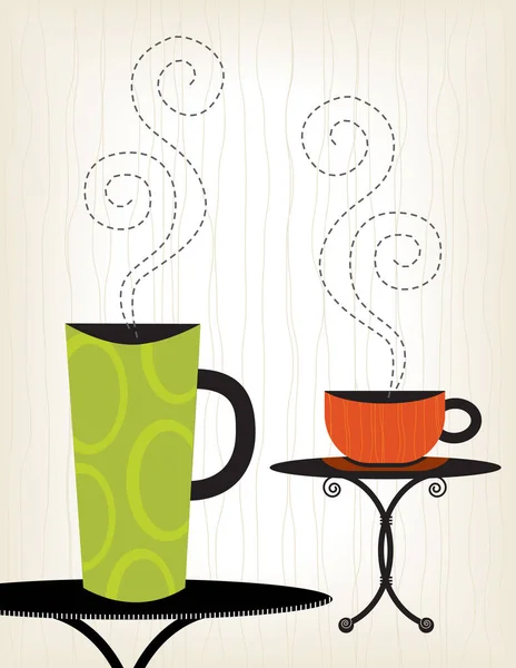 Nyckfulla Kaffe Kopp Illustrationer Mycket Stiliserade Lättredigerad Skiktad Fil — Stock vektor