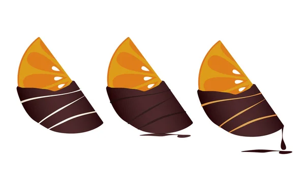 Köstliche Mandarinen Ikonen Mit Schokolade Überzogen — Stockvektor