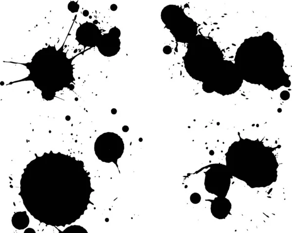 4つの黒いスプラッツが別々のレイヤーにあります 背景は透明であるため 他のイラストや画像に重ねることができます — ストックベクタ