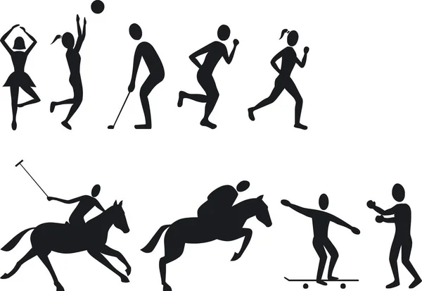 Иллюстрация Силуэтов Спортсменов Вектор — стоковый вектор