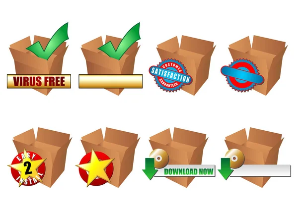 Icone Promozionali Normalmente Utilizzate Sul Web Campioni Spazi Vuoti — Vettoriale Stock