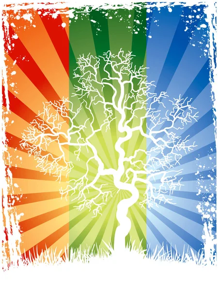 Arborele Alb Abstract Fundal Colorat — Vector de stoc