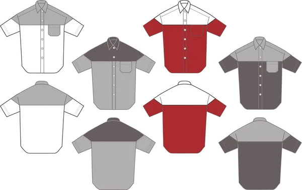 Chemises Manches Courtes Devant Derrière Dans Des Couleurs Variées Graphiques — Image vectorielle