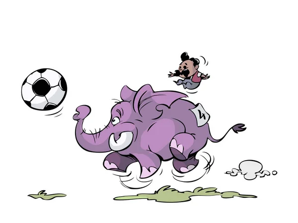 Fil Büyük Topla Futbol Oynuyor — Stok Vektör