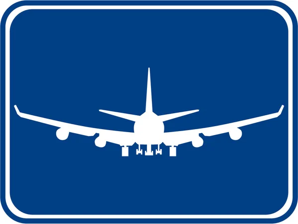 Silhouet Van Een Vliegtuig Met Een Blauwe Achtergrond — Stockvector