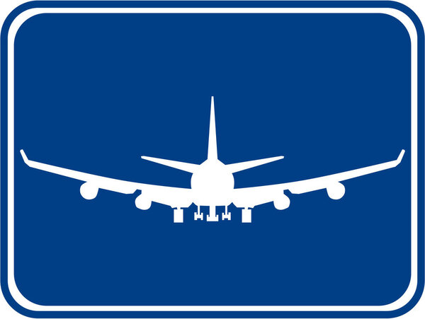 Silhouette of a air plane with a blue background.