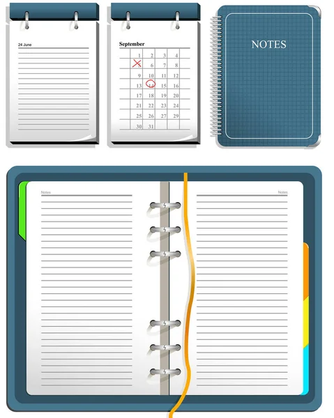 Calendar Notebook Open Closed — Stock Vector