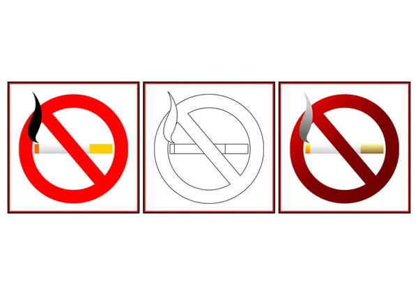 Fumar Signos Dos Colores Diferentes Plantilla Blanco — Vector de stock