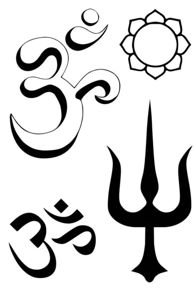 Hindu Vallási Szimbólumok Kép Vektor Illusztráció — Stock Vector