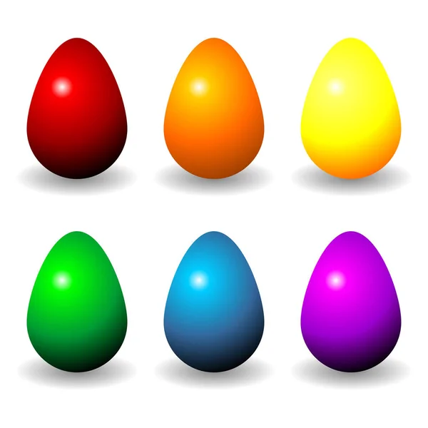 Beyaz Arka Planda Farklı Renkte Paskalya Yumurtaları — Stok Vektör