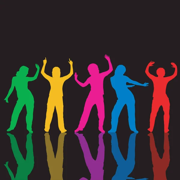 Silhouettes Different People Dancing — Stock Vector
