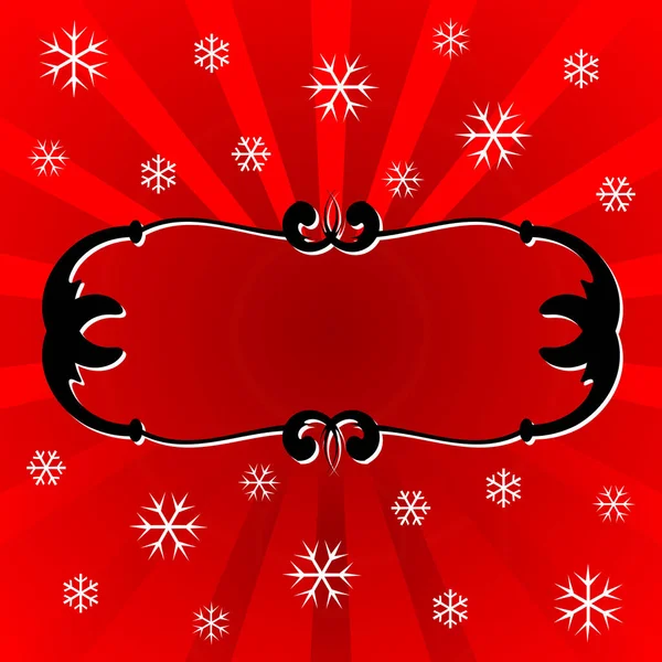 クリスマスをテーマに コピースペースとストライプの背景に雪のフレークを落下する装飾的なフレーム — ストックベクタ