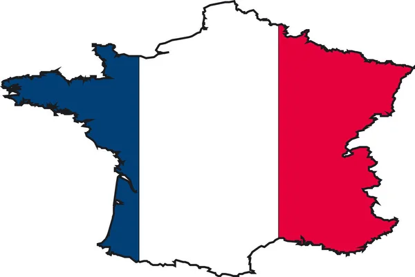 Ilustrační Vektor Mapy Vlajky Francie — Stockový vektor