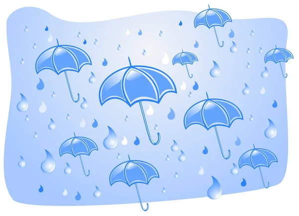 Felhőszakadás Esernyők Nyáron — Stock Vector