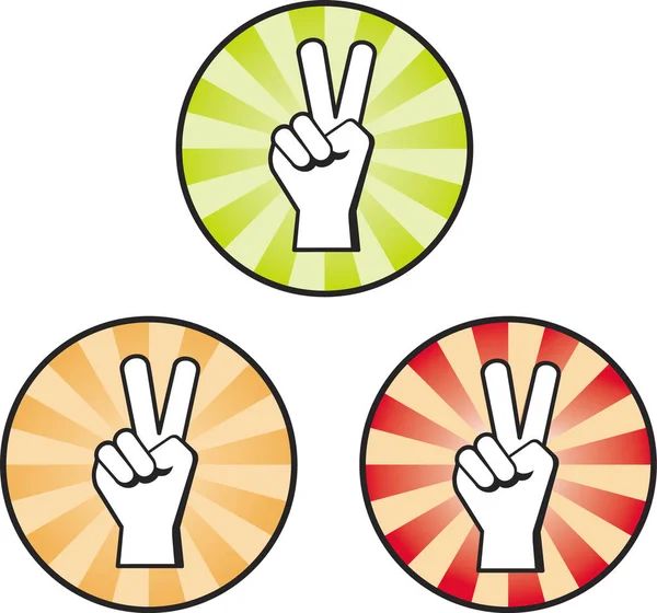 Peace Hhand Sign Three Different Colored Backgrounds — Stock Vector