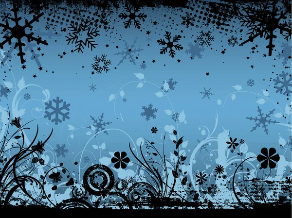 Winter Thema Bloem Grunge Achtergrond Afbeelding Vector Illustratie — Stockvector