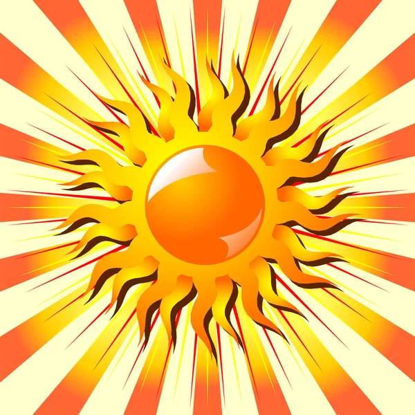 Stilisierte Sonne Über Orangefarbenem Sternenhintergrund — Stockvektor