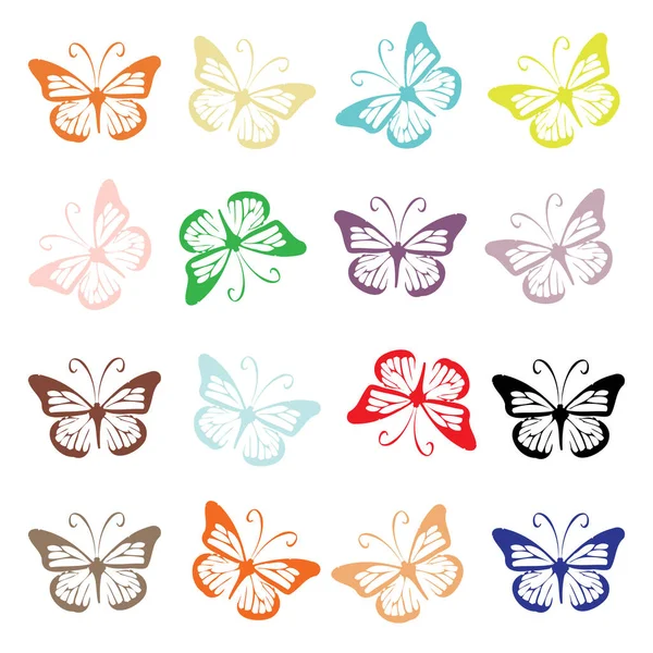 Butterfly Set Your Design — Stock Vector