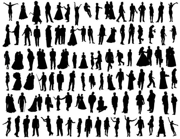 Big Vector Collection Hundred Different People — Stock Vector