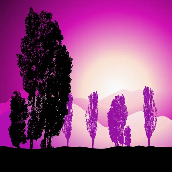 Σκιαγραφία Δέντρων Εικόνα Τοπίου Διανυσματική Απεικόνιση — Διανυσματικό Αρχείο