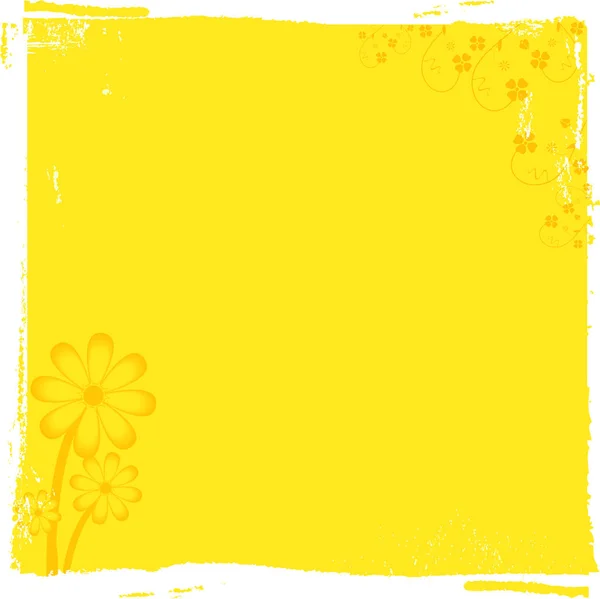 デイジーと花のコーナーで落ち込んだ黄色の背景 — ストックベクタ