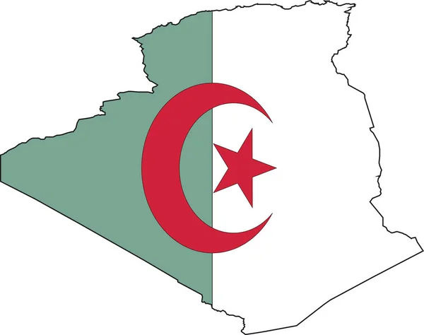 Illustrationsvektor Einer Landkarte Und Flagge Aus Algerien — Stockvektor
