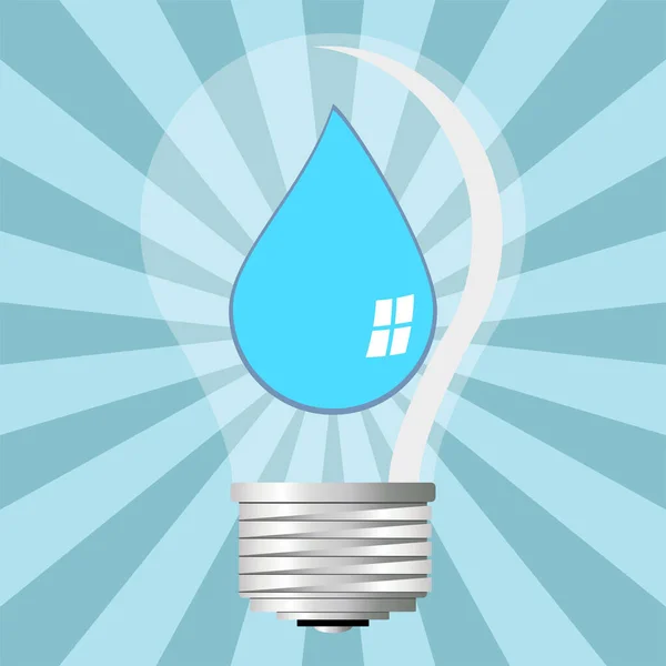 Ampoule Avec Message Écologique Sur Fond Bleu Étoilé — Image vectorielle