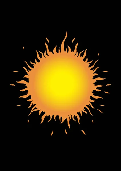 Ardiente Sol Naranja Sobre Negro — Archivo Imágenes Vectoriales