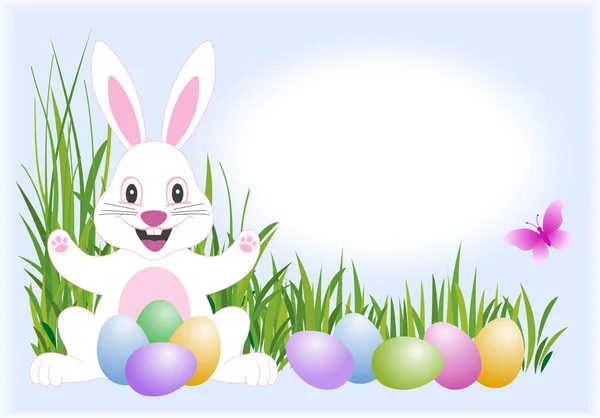 Conejo Pascua Huevos Pascua — Vector de stock
