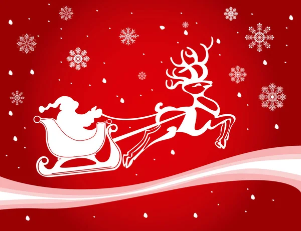 Kırmızı Arka Planda Noel Baba Ile Noel Günü Illüstrasyonu — Stok Vektör