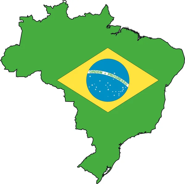 Ilustração Vetor Uma Imagem Mapa Bandeira Brasil Ilustração Vetorial — Vetor de Stock