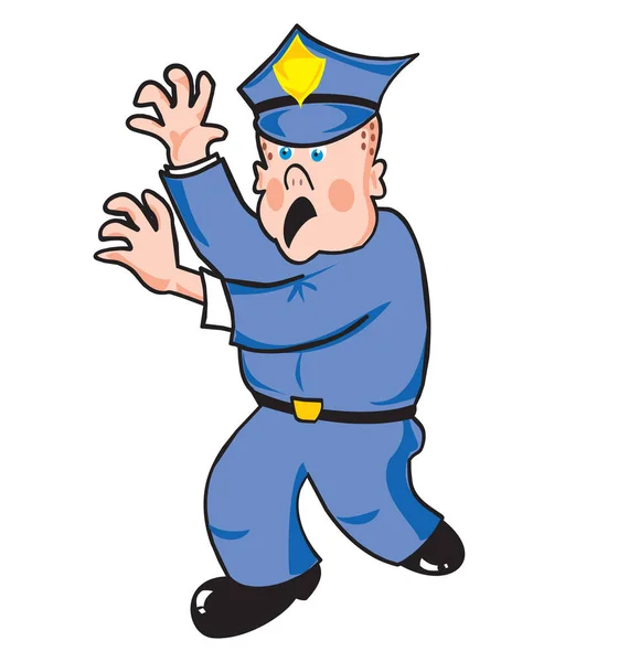 Policía Gritando Tipo Dibujos Animados Sobre Fondo Blanco — Vector de stock