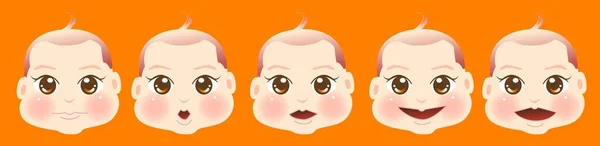 ベクトル図は赤ちゃんの顔の表情のセットです — ストックベクタ
