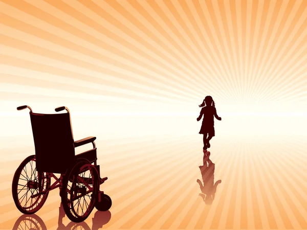Восстановление Пустое Инвалидное Кресло Ребенок Идут Новое Лучшее Будущее — стоковый вектор