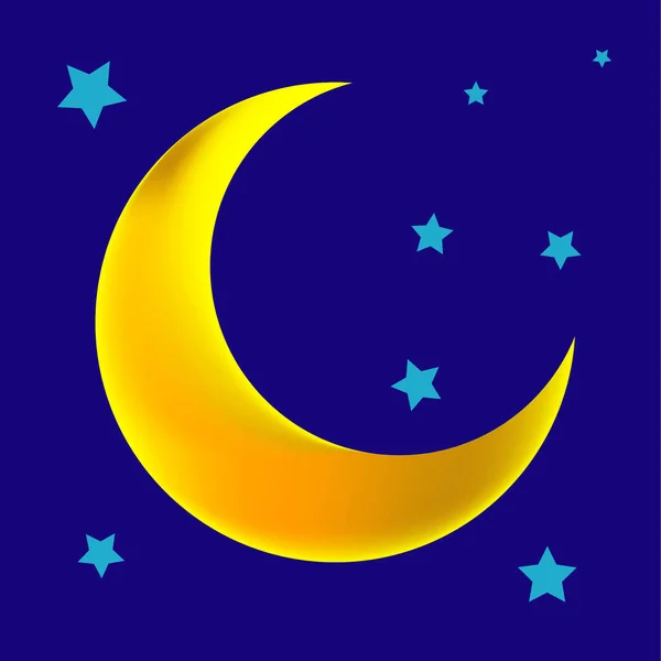Вектор Иллюстрация Полумесяца Звездами Ночи — стоковый вектор