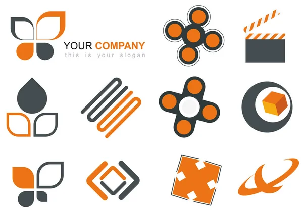 Set Stilvoller Orangefarbener Logos — Stockvektor