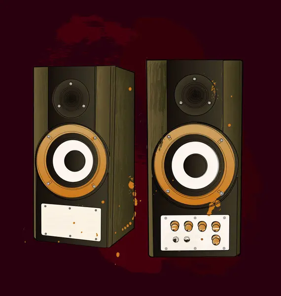 Sistem Suara Akustik Vektor Hitam Loudspeaker - Stok Vektor