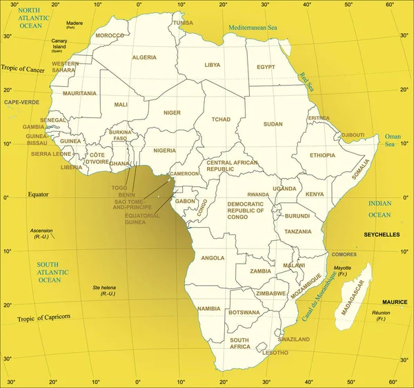 Afrika Kaart Afbeelding Vectorillustratie — Stockvector