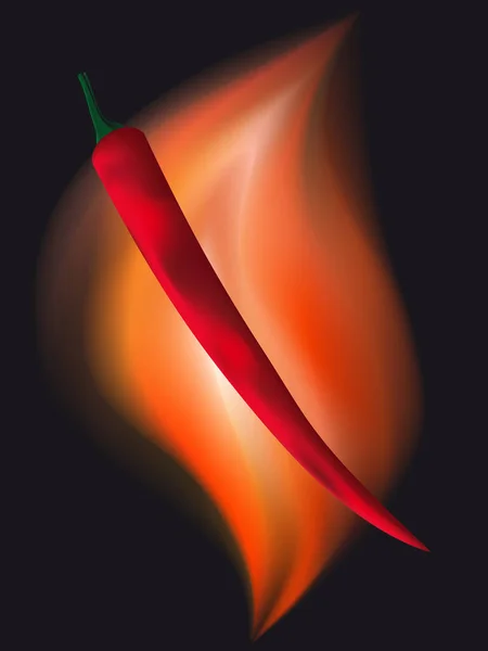 Горящий Перец Чили Фоне Огня Векторе — стоковый вектор