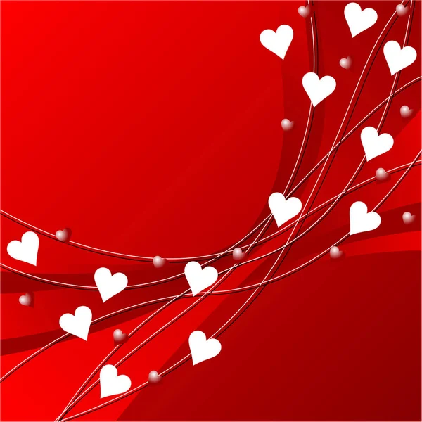 Sevgililer Günü Şablonu Kırmızı Arka Plan Üzerinde Kalp — Stok Vektör
