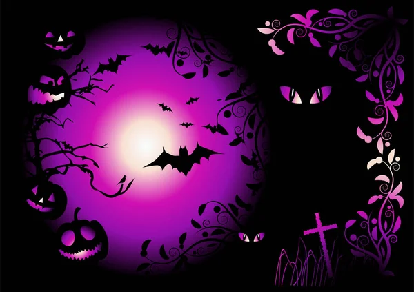 Noche Halloween Fondo Vector Ilustración — Archivo Imágenes Vectoriales